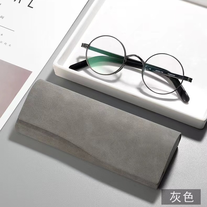 大框架近视镜盒时尚光学眼镜盒羊巴纹抗压便携手工眼镜盒