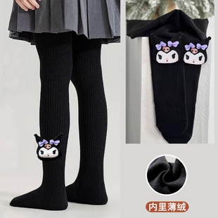 可爱袜子女童连裤袜加绒2025年秋冬款打底棉儿童黑色连脚舞蹈袜