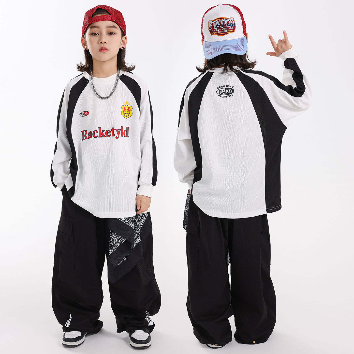 哈尼酷嘻哈童装潮牌街舞儿童潮服酷帅男童套装炸街hiphop街舞女孩