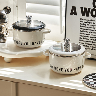 不锈钢泡面碗带盖个人专用饭盒高颜值家用餐具可爱学生饭碗便当盒