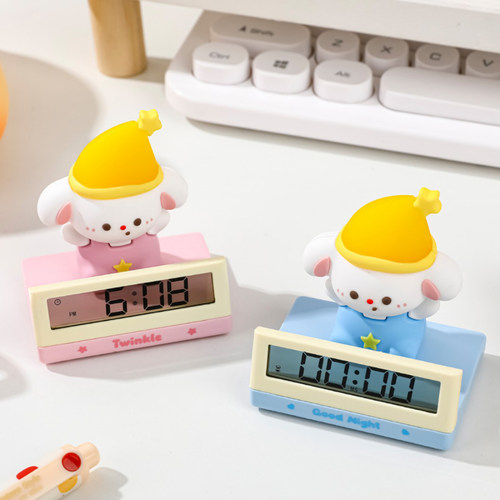 晚安星电子闹钟摆件高颜值学生床头计时器桌面装饰可爱公仔小礼品