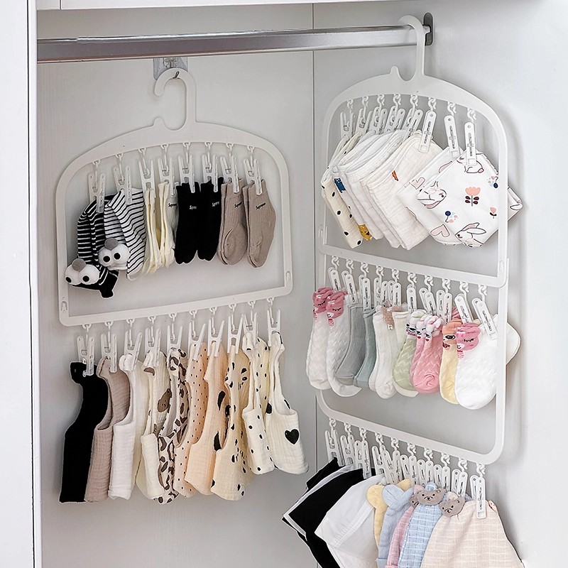 多夹子晾衣架宿舍室内小件衣物袜子内衣壁挂晾晒架省空间衣柜神器
