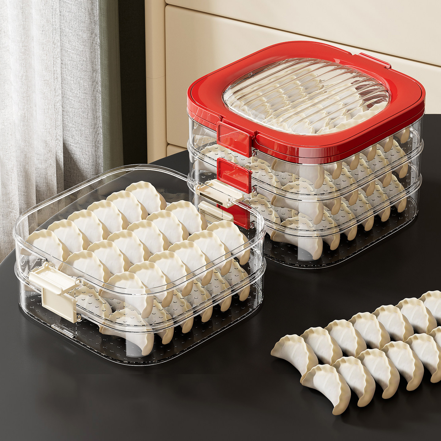 饺子收纳盒冰箱保鲜专用冷冻盒家用大容量水饺抄手馄饨速冻收纳盒