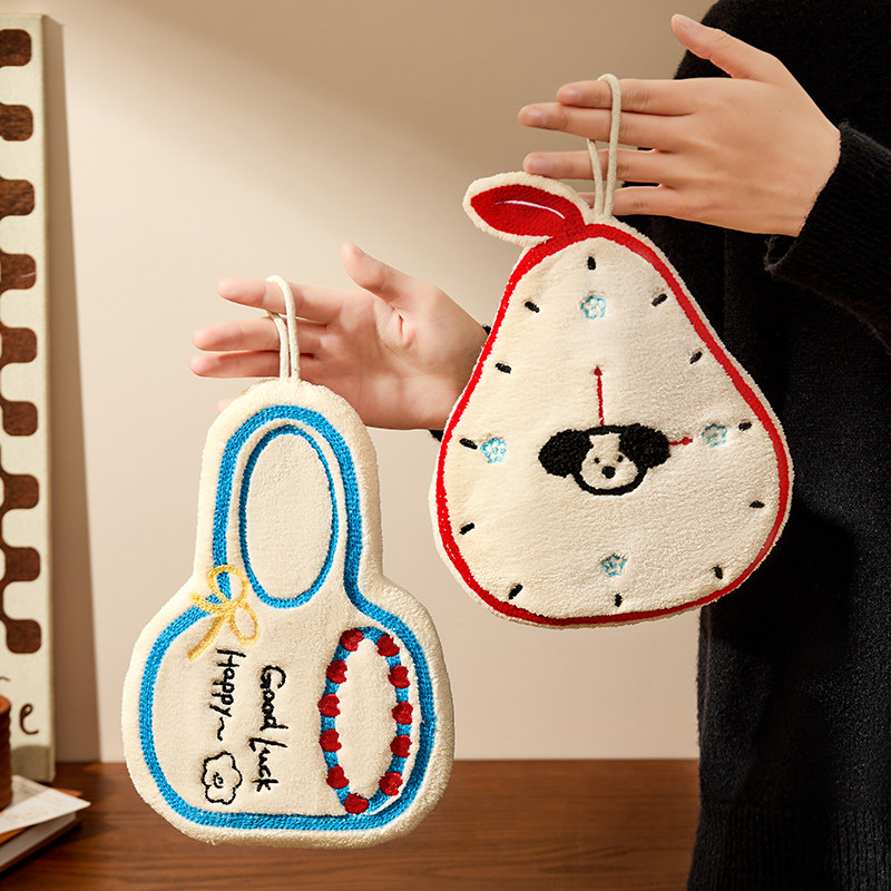 卡通造型擦手巾珊瑚绒厨房速干吸水毛巾可爱挂式抹布手巾加厚手帕,家庭/个人清洁工具,厨房擦手巾,淘宝优惠券,粉丝福利购,淘宝优惠卷