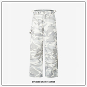 EVC 重磅 裤 美式 复古雪地白迷彩cargo多口袋立体复古直筒宽松工装