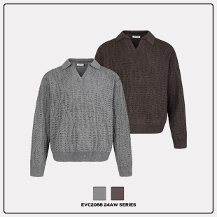 毛衣老钱风上衣秋冬季 叠穿短款 复古高级感设计镂空破洞针织衫 EVC