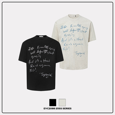 EVC美式高级感手稿图字母短袖