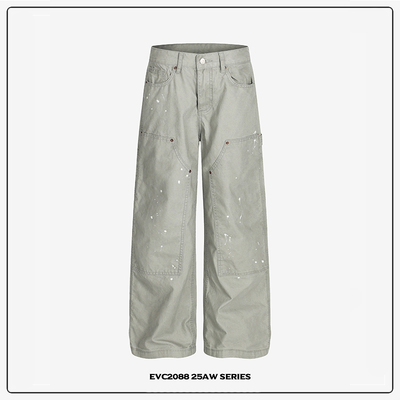 美式复古泼墨水洗B01工装裤