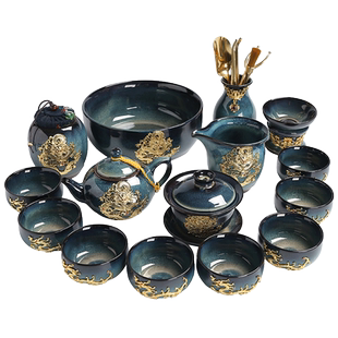 兔毫建盏功夫茶具套装中式礼品泡茶壶家用客厅盖碗茶杯整套办公室