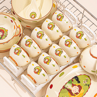 2026新款碗碟套装家用釉下彩高颜值卡通陶瓷餐具套装盘子乔迁送礼