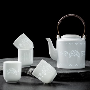 新中式白色陶瓷茶杯套装2026景德镇镂空雕花家用茶具套装精致礼盒