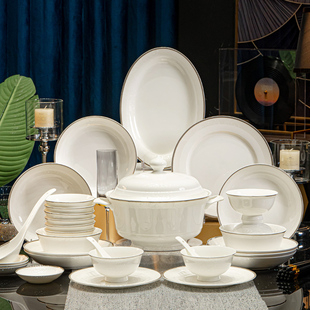 碗碟套装家用2026新款景德镇中式轻奢高颜值乔迁陶瓷餐具碗盘组合