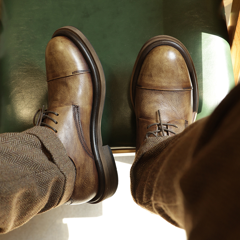 增高橡胶商务休闲低帮皮鞋