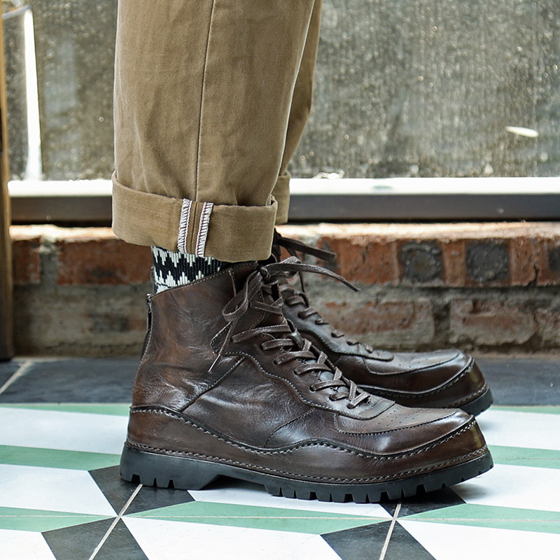 欧洲站新款短靴男真皮复古英伦风皮靴子高帮鞋增高系带沙漠工装靴,流行男鞋,马丁靴,淘宝优惠券,粉丝福利购,淘宝优惠卷