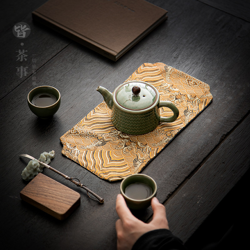 新中式茶席垫子布艺小桌旗干泡台茶桌垫布杯垫茶壶隔热垫云锦茶垫,餐饮具,茶道/零配,淘宝优惠券,粉丝福利购,淘宝优惠卷