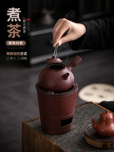 粗陶覆古茶具炉边茶水壶碳炉边把手水壶酒精茶炉家用户外水壶