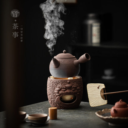 粗陶家用碳炉煮茶炉套装户外露营酒精炉泡茶煮茶壶小套组功夫茶具