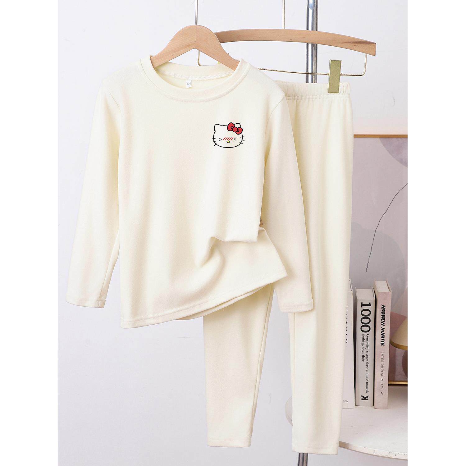 儿童装德绒睡衣两件套装女童家居服秋冬保暖打底秋衣秋裤内搭外穿