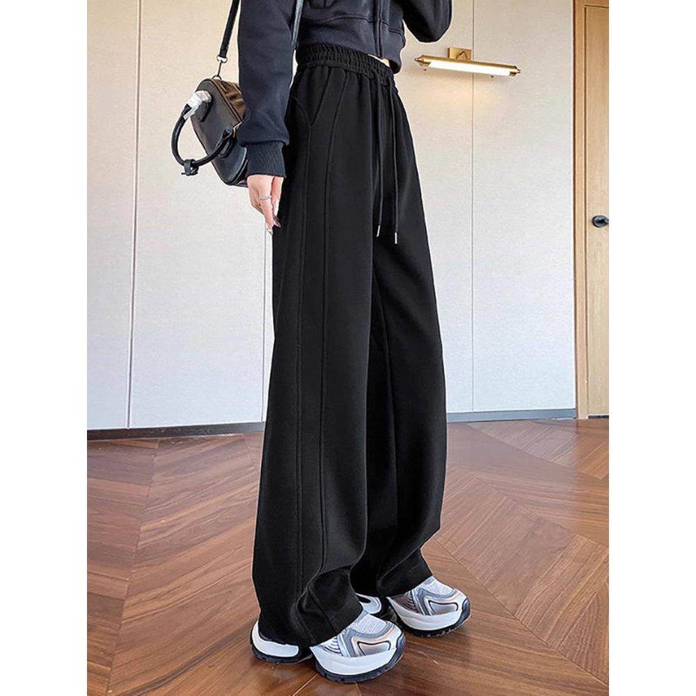 大码女装黑色窄版阔腿裤秋冬新款加绒卫裤宽松直筒运动裤休闲裤子,女装/女士精品,大码裤装,淘宝优惠券,粉丝福利购,淘宝优惠卷