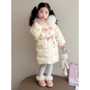 女童羽绒服2025冬装新款宝宝中长款女宝冬季中小童加厚儿童外套冬