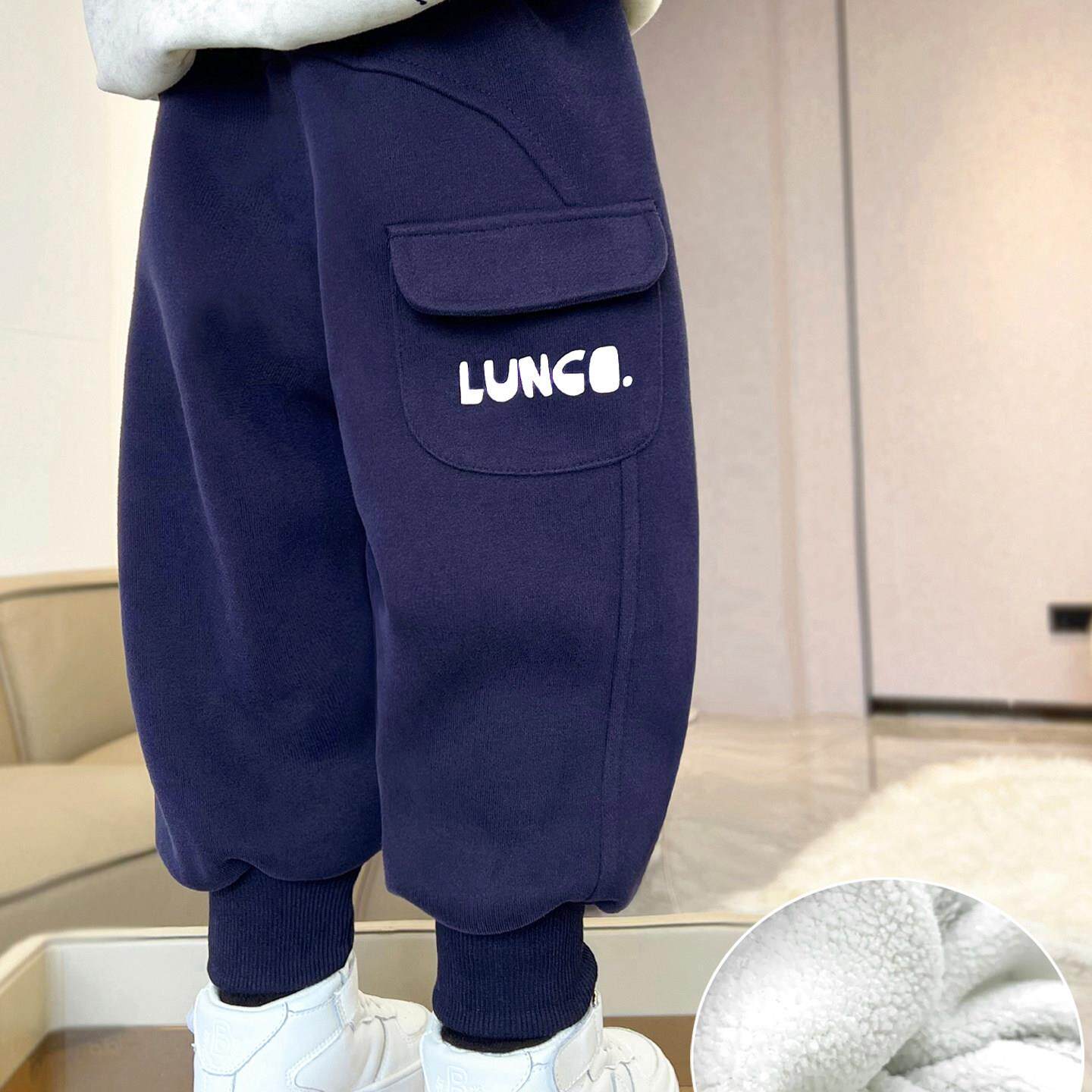 男童加绒裤子2025新款一体绒休闲裤儿童秋冬薄绒男孩宝宝外穿卫裤