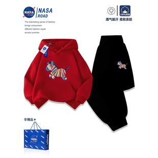 红色儿童卫衣套装秋冬2026马年本命年衣服男童加绒外套女童拜年服