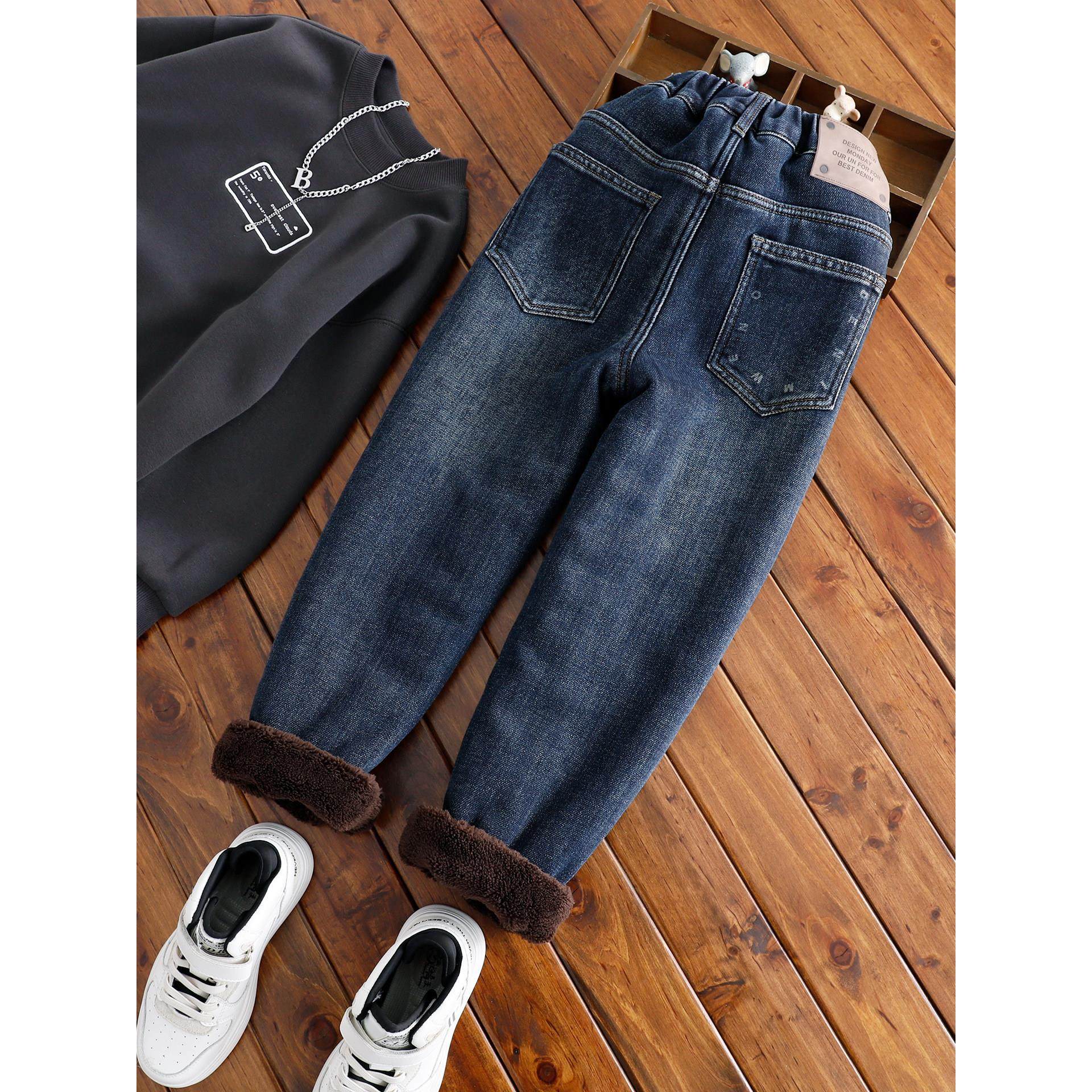 男童加绒加厚牛仔裤儿童厚实棉裤中大童彷羊驼绒窄版小老爹裤子冬,童装/婴儿装/亲子装,儿童牛仔裤,淘宝优惠券,粉丝福利购,淘宝优惠卷