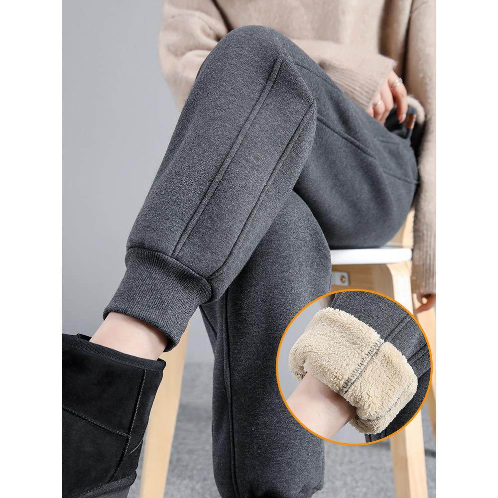 2025新款保暖卫裤加绒加厚羊羔绒运动裤女秋冬季哈伦束脚外穿棉裤