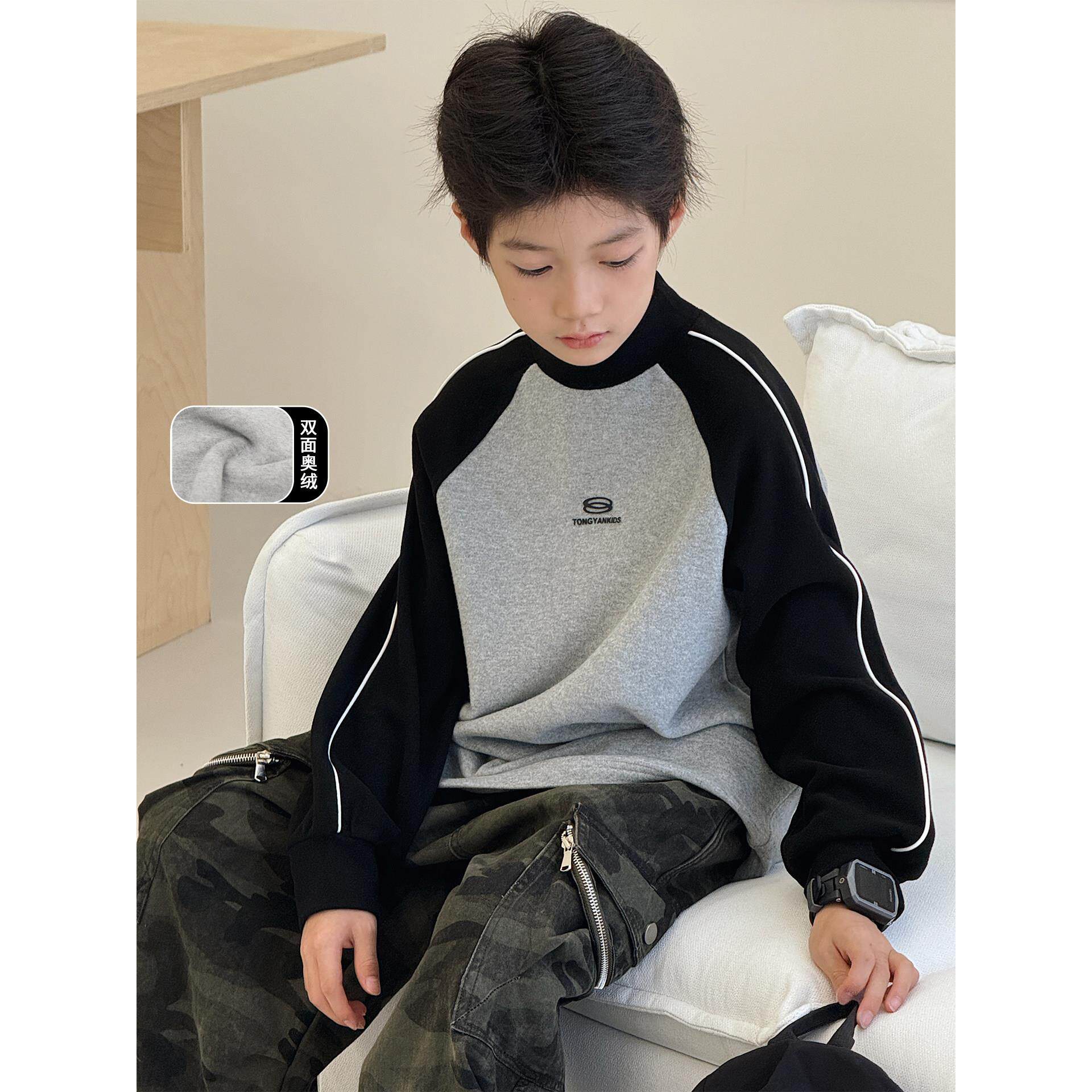 男童打底衫2025冬装新款中大童半高领上衣澳绒内搭儿童长袖T恤暖