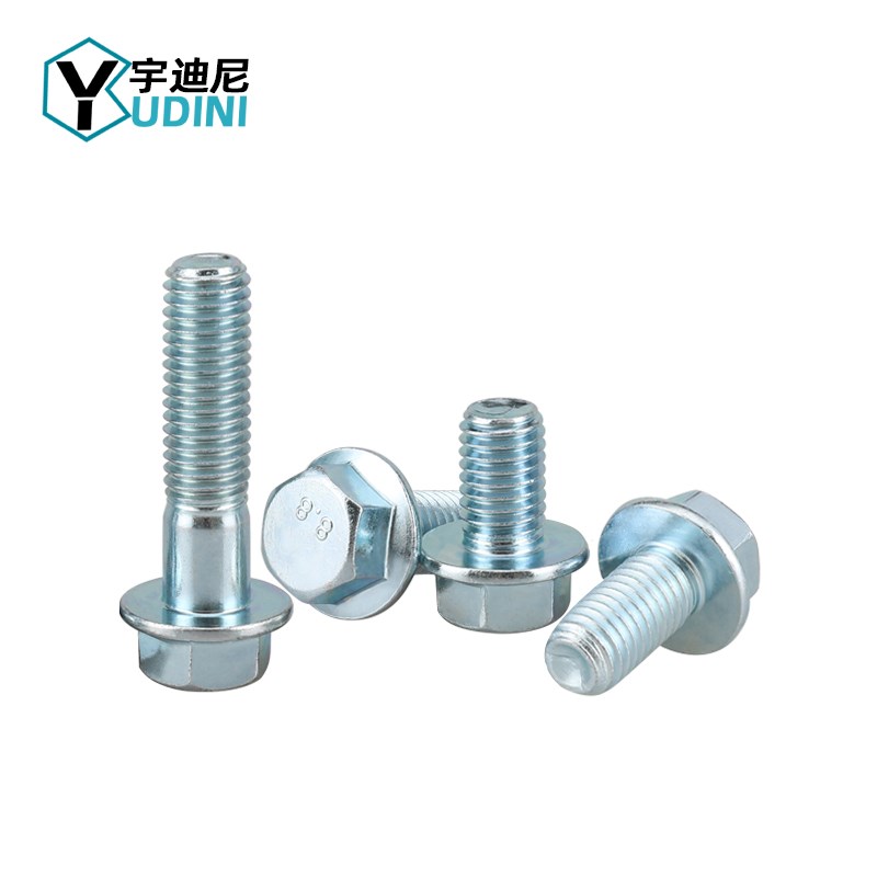 镀锌8.8级六角法兰螺丝加大头螺栓GB5789面自带垫片5m6厘M10M12号