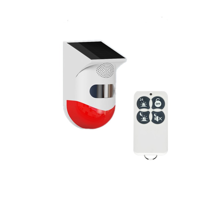 果园太阳能防盗报警器红外人体感应太阳能警报灯声光一体警示灯