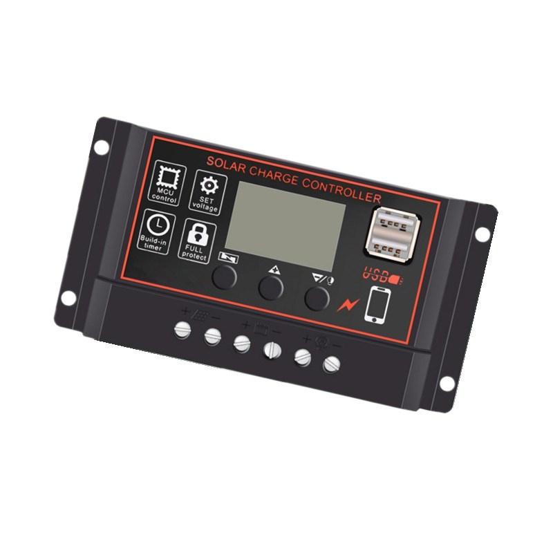 黑壳黑色面光伏铅酸电瓶12V24V太阳能控制器液晶太阳能充电控制器