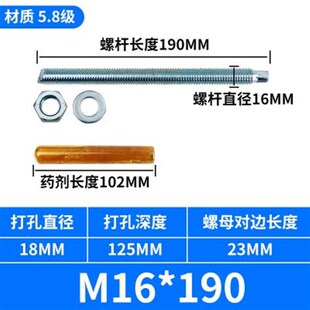 化学螺栓强度倒锥化学锚栓膨胀螺丝8.8级M10M12M16M18M20M24M30