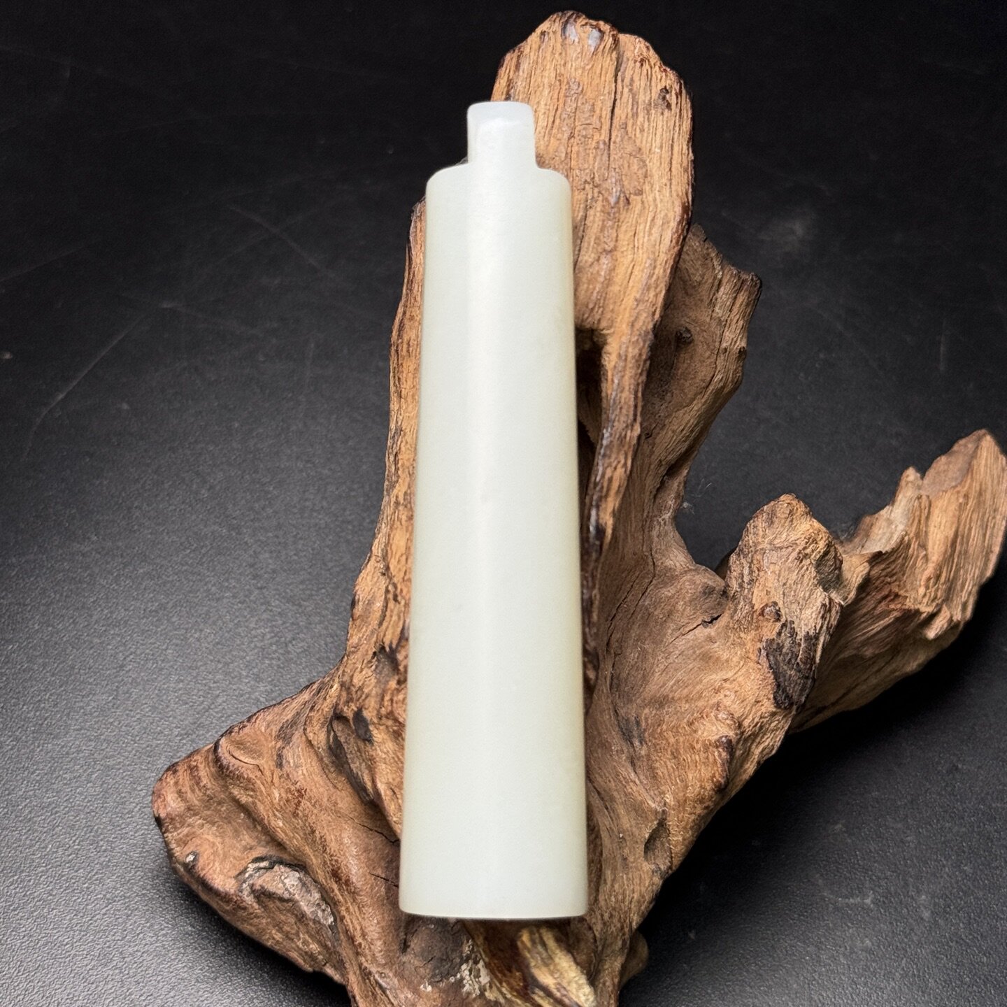 新疆和田白玉仿古手工翎管吊坠