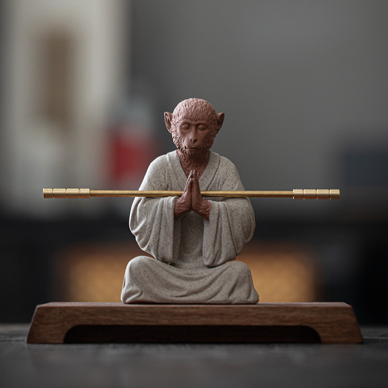 久造中式齐天大圣禅意摆件茶室桌面摆设陶瓷孙悟空微景观鱼缸造景,家居饰品,装饰摆件,淘宝优惠券,粉丝福利购,淘宝优惠卷