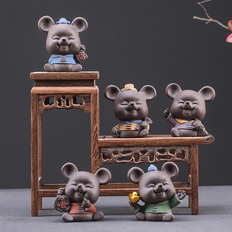 久造可爱生肖老鼠吉祥物招财摆件