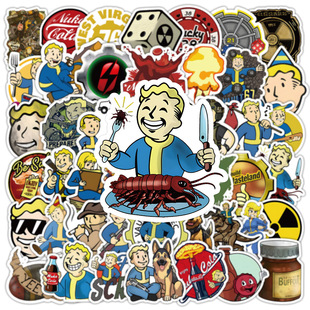 50张fallout辐射游戏贴纸装饰笔记本水杯桌面行李箱装饰贴画