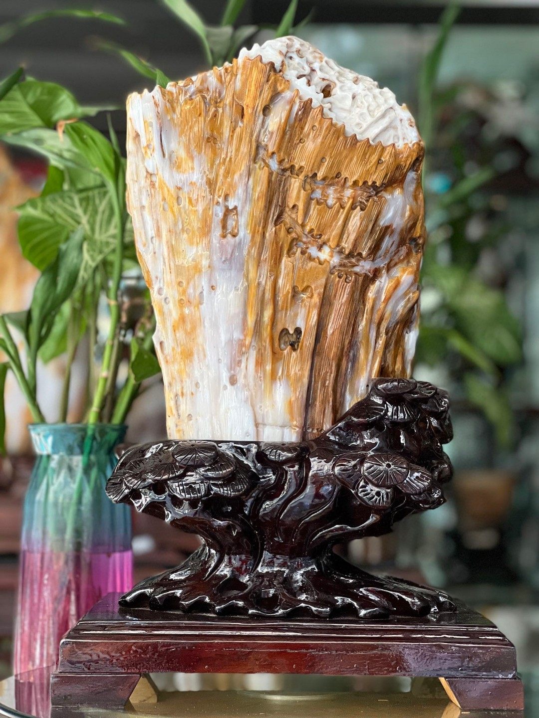 树化玉硅化木摆件冰种木化石128826客厅木化玉缅甸树化石客厅奇石