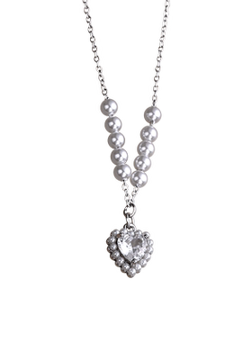 恋约女爱心项链珍珠锁骨链