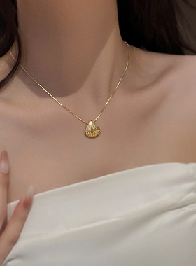 恋约电镀真金贝壳项链女