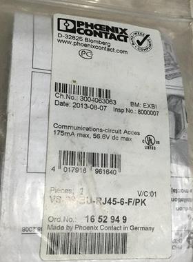 * VS-08-BU-RJ45-6-F/PK 1652949 菲尼克斯 连接器 全新原装询价