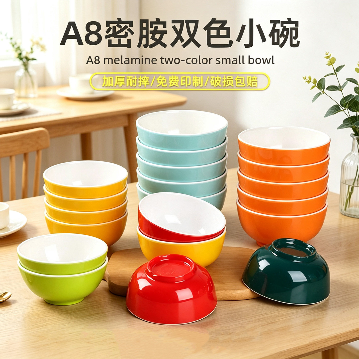 密胺小碗双色食堂快餐米饭碗商用碗