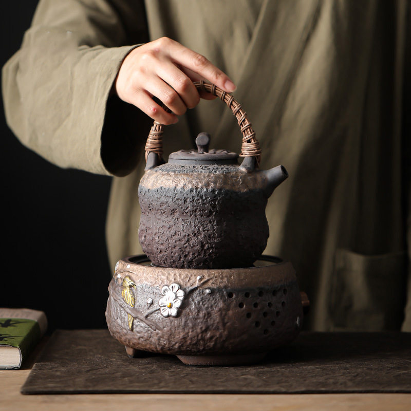粗陶电陶炉煮茶器家用陶瓷煮茶壶烧水壶红茶黑茶全自动煮茶炉套装