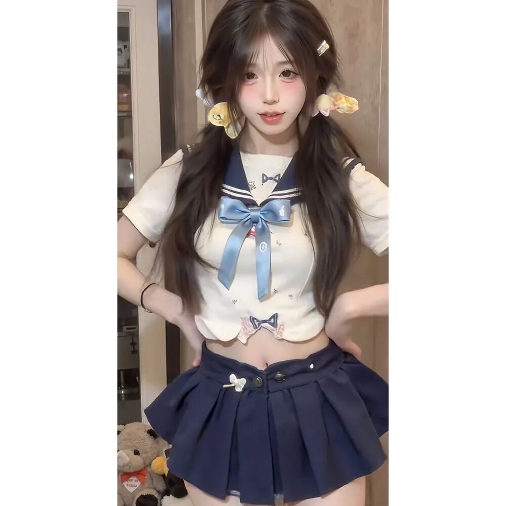 学院海军水手服甜美短袖上衣