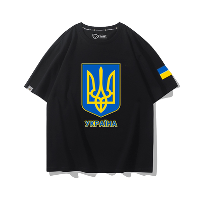 乌克兰Ukraine国家地图标志国家队短袖t恤衫男女纯棉半袖克莱因蓝
