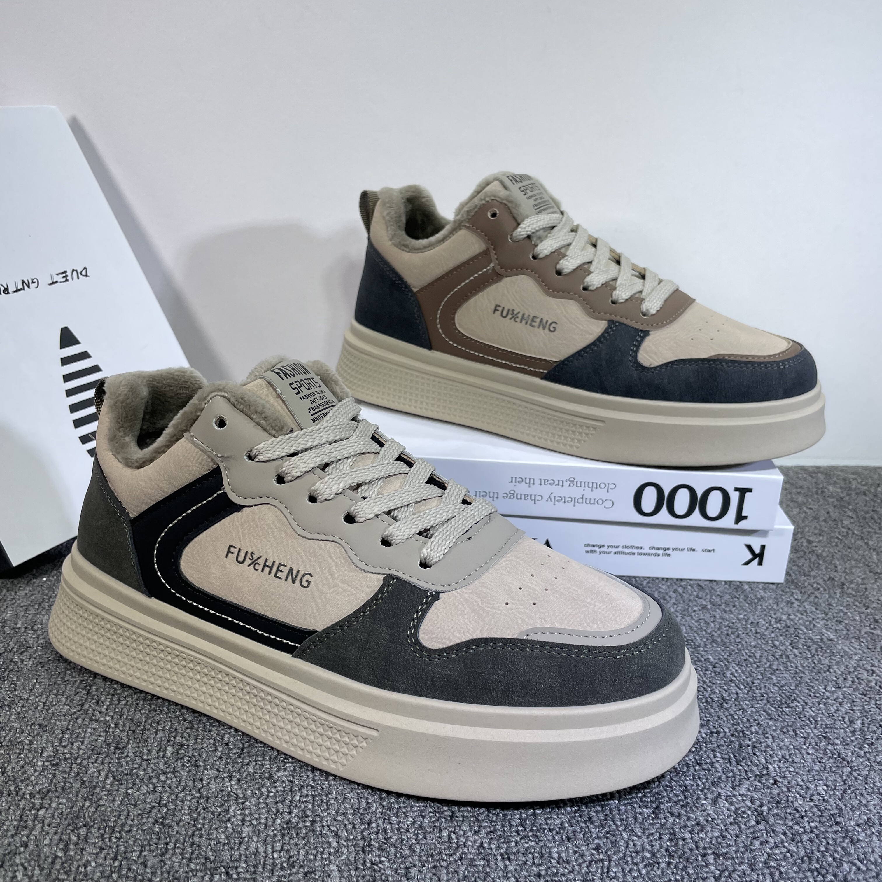 棉鞋男冬季新款皮面防水加绒保暖运动鞋软底耐磨防滑休闲旅游鞋子