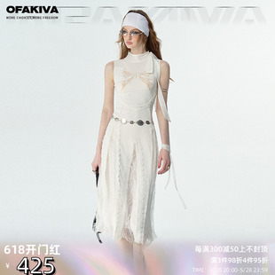 连衣裙 OfAkiva 贴布绣蝴蝶蕾丝设计无袖 逸 现货