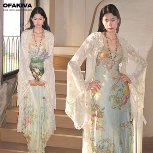 OfAkiva“弄玉”植物系钩织感蕾丝拼接氛围感女神长开衫