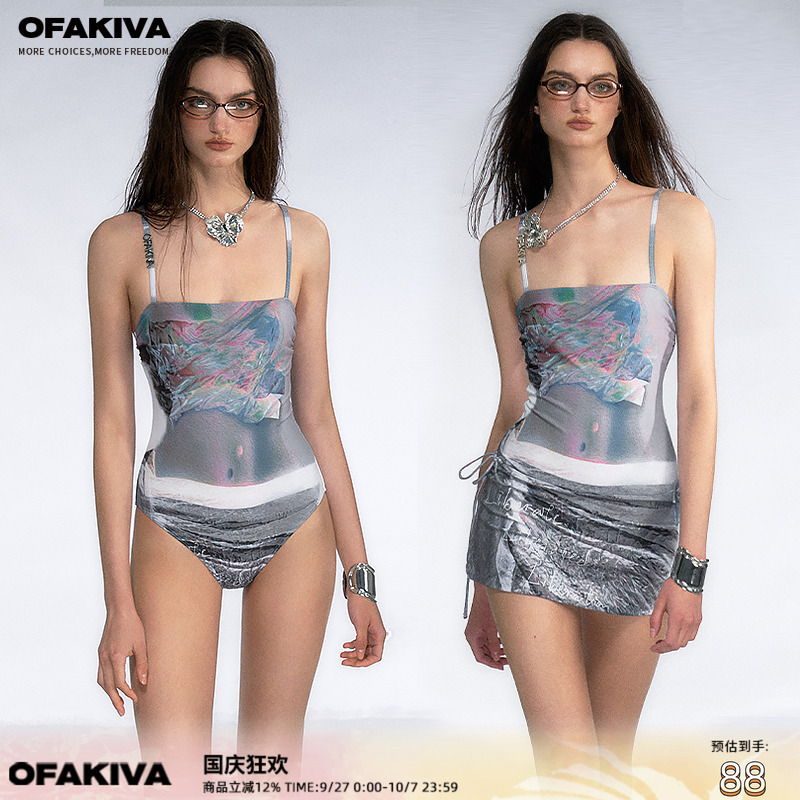 OfAkiva人体视错连体泳衣
