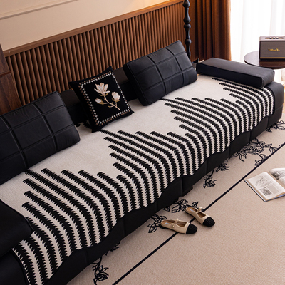 轻奢高级感皮沙发垫四季通用2025新款异形坐垫子固定防滑套罩盖巾